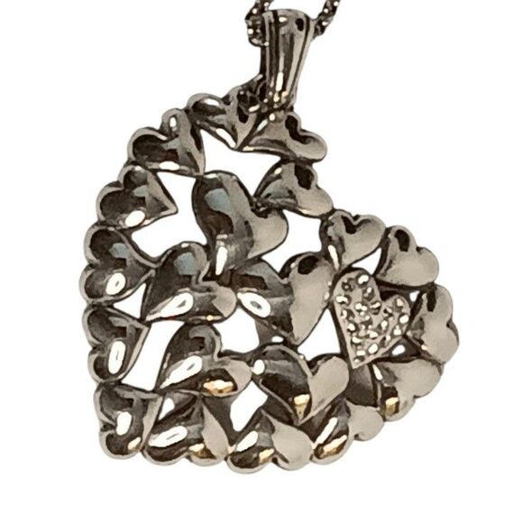 Brighton Large Heart Pendant Necklace Multiple Hearts Small Rhinestone Heart 18" - Picture 3 of 16